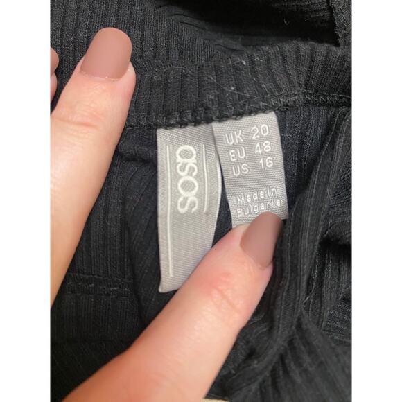 ASOS DESIGN one shoulder crop top ribbed in black size 16 plus size XL - Picture 4 of 5